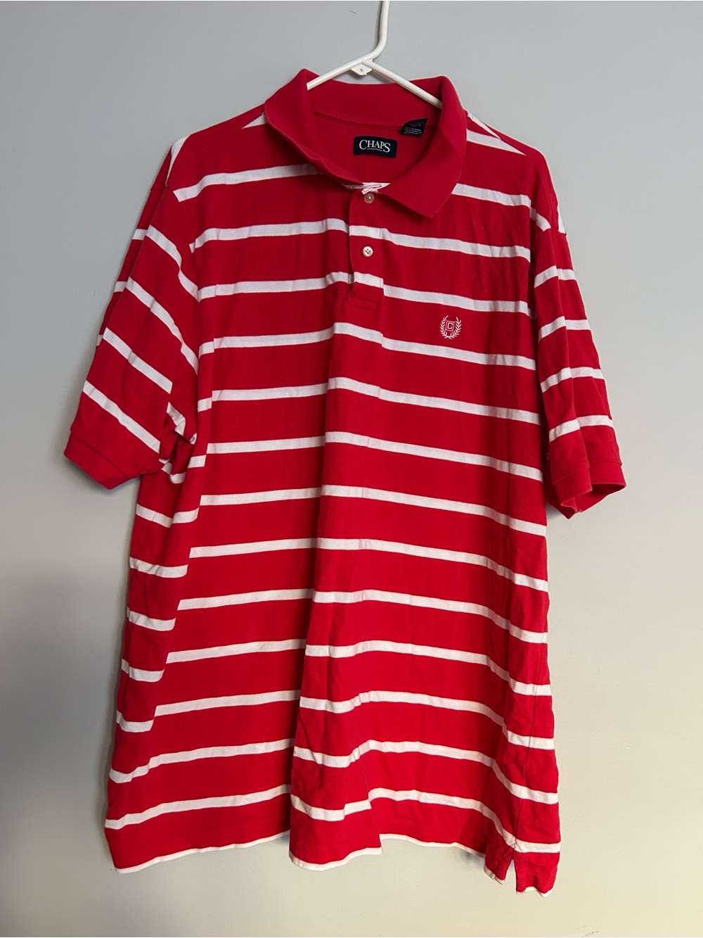 Men's Chaps red stripes polo size 3xlt/3Tg| 100%
cotton